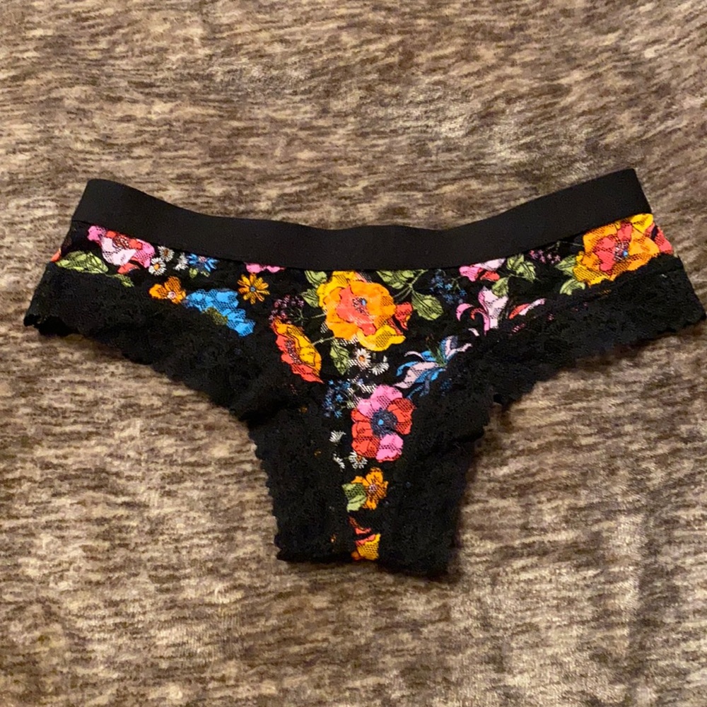 VS Pink Flower Floral Cheekster Lace Panty